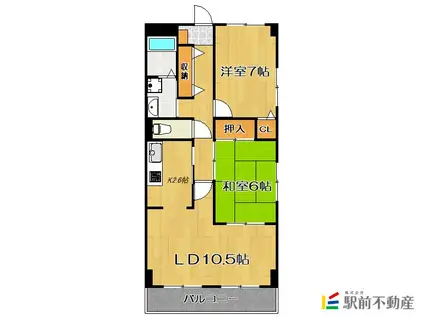 フィネス三浦(2LDK/3階)の間取り写真