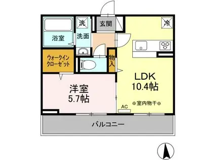 K-TH(1LDK/2階)の間取り写真
