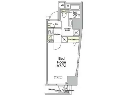 グラシアプレイス川崎駅前(1K/4階)の間取り写真