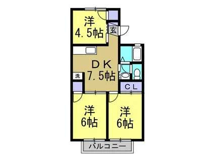 パルエイト(3DK/1階)の間取り写真