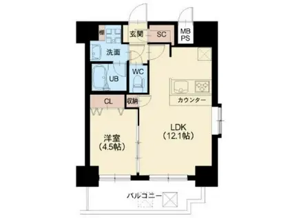 スプランディッド阿倍野(1LDK/7階)の間取り写真