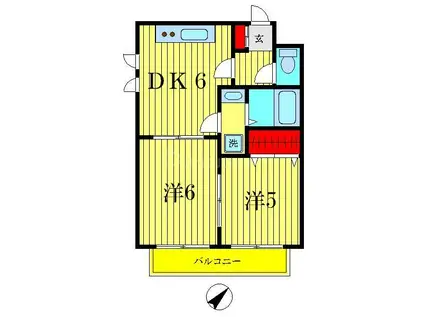 ソレアード21(2DK/1階)の間取り写真