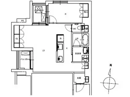 あちてらす倉敷 北館(1LDK/2階)の間取り写真