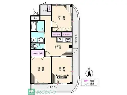 竹ノ塚保木間二丁目ビル(3LDK/3階)の間取り写真
