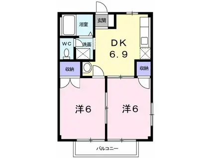 ヴェルドミール野田II(2DK/2階)の間取り写真