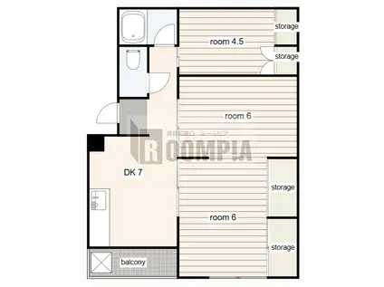 BLUE ROSE咲旧酒向第一ビル(3DK/4階)の間取り写真