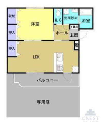 ラピスラズリ(1LDK/1階)の間取り写真
