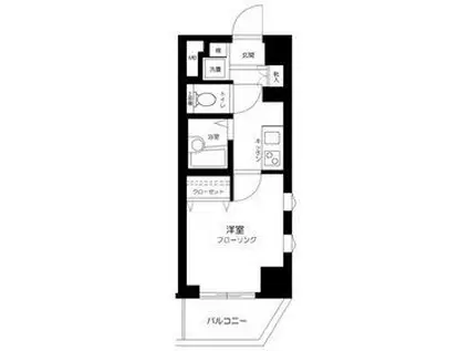 メインステージ門前仲町(1K/4階)の間取り写真