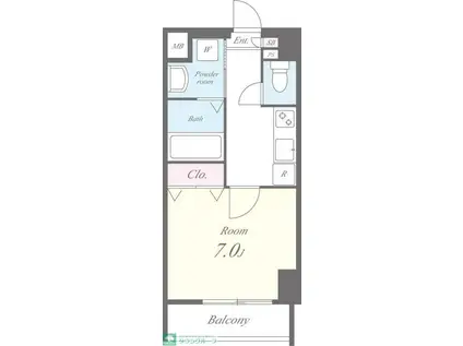 マンションミラージュエヴァン(1K/2階)の間取り写真