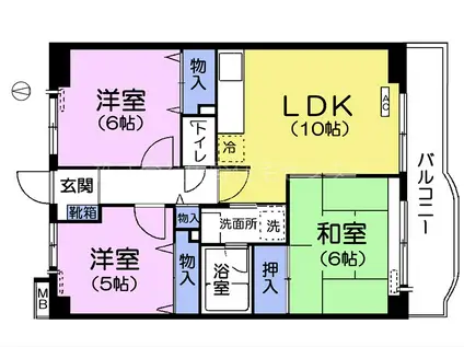 プレミール富士(3LDK/3階)の間取り写真