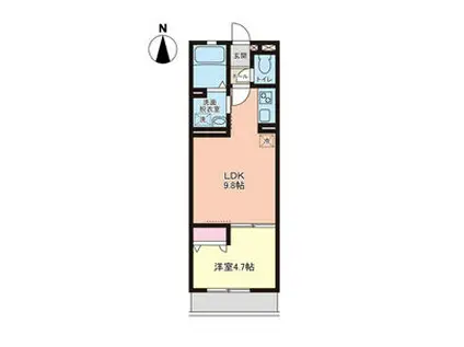 エクラ萩野町(1LDK/2階)の間取り写真