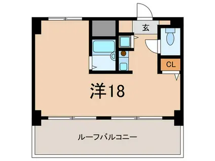 YKハイツ松の内(ワンルーム/10階)の間取り写真