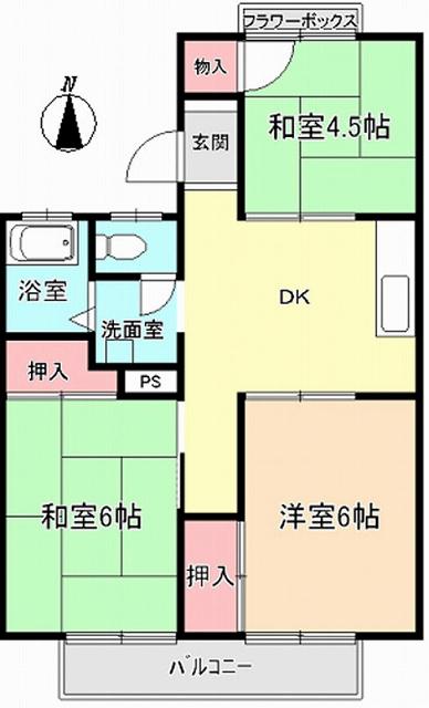 サニーハウス(3DK/2階)の間取り写真