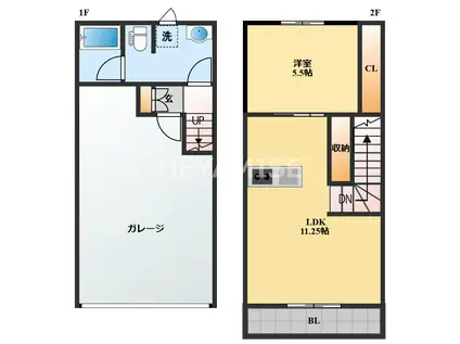 KAMIASO BASE(1LDK/1階)の間取り写真