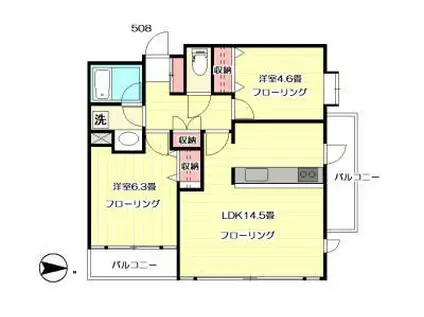 池袋ウエストヒルズ(2LDK/5階)の間取り写真