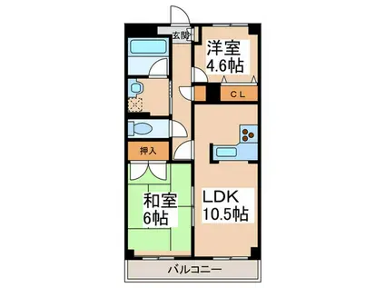 コルテシア府中(2LDK/4階)の間取り写真