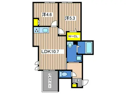 MORE CALDO(2LDK/2階)の間取り写真
