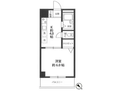 アローハイツ坂下(1K/3階)の間取り写真