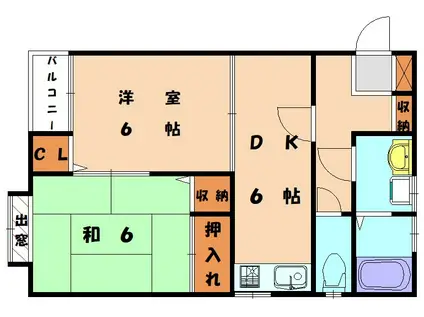 エトワール古賀(2DK/1階)の間取り写真