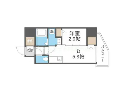 セレニテ日本橋エクラ(1DK/7階)の間取り写真