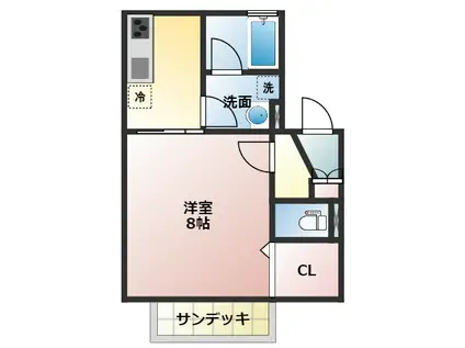 つつじが丘グリーンパレス(1K/1階)の間取り写真