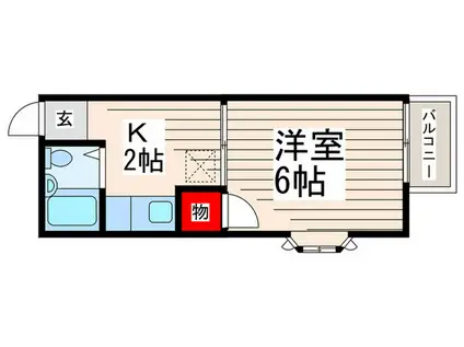 プルミエ・ド・クレールII(1K/2階)の間取り写真