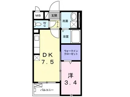 ブリーゼ(1DK/2階)の間取り写真