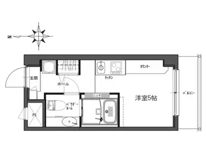 コスモエル下鴨(ワンルーム/4階)の間取り写真