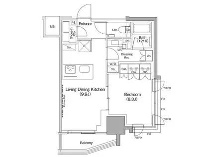 ザ・パークハビオ荏原中延駅前(1LDK/11階)の間取り写真