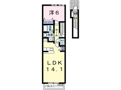 バーミィ・アンジュ(1LDK/2階)の間取り写真