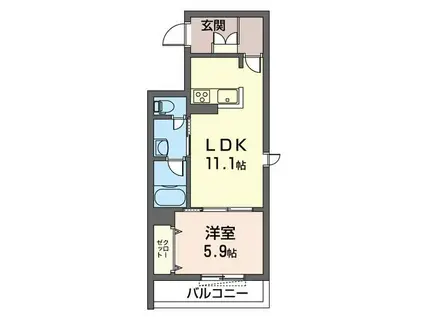 ベレオ セルフィーユ(1LDK/1階)の間取り写真