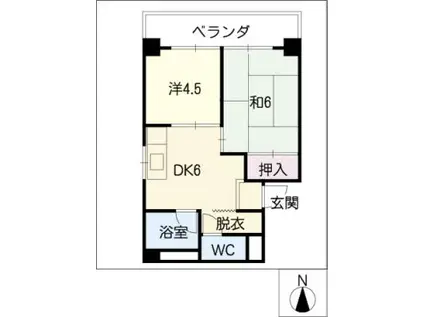 P・M小池(2DK/4階)の間取り写真