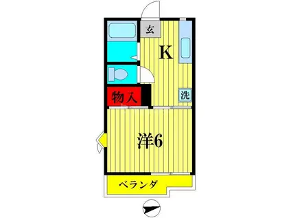 パームハイツ(1K/2階)の間取り写真