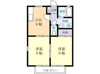 サンガーデン二の宮III E棟(2DK/2階)の間取り写真