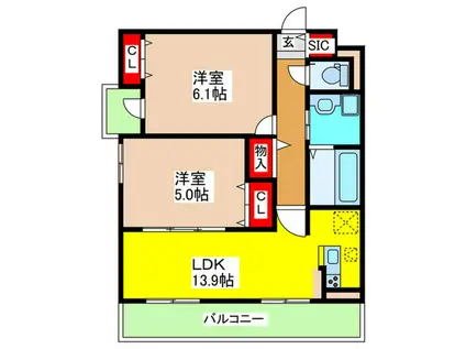 ブリ―ヴィアコート(2LDK/1階)の間取り写真