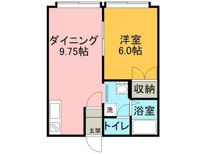 グローイングハイムA(1DK/1階)の間取り写真