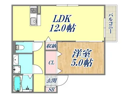 エンジェル御園(1LDK/1階)の間取り写真