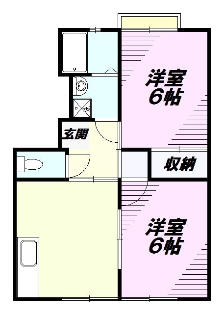 クロノス高尾ノース(2DK/2階)の間取り写真