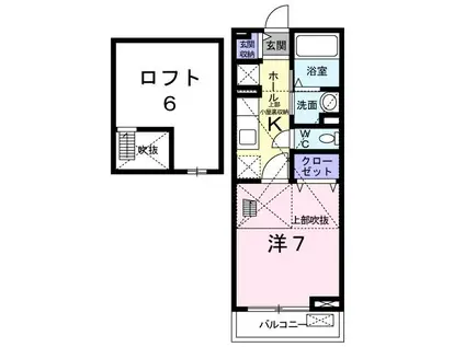 メゾン恋都(1K/2階)の間取り写真
