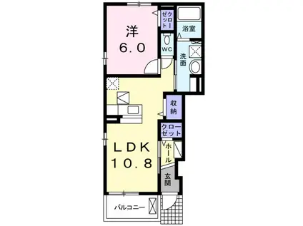 アビタシオン サンク(1LDK/1階)の間取り写真