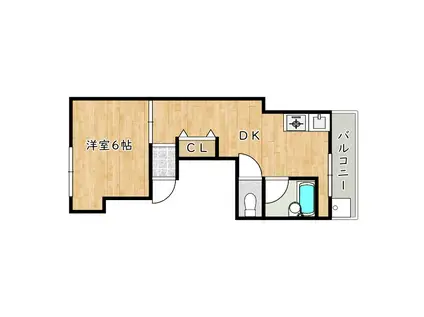 ユウパレス和泉府中III(1DK/3階)の間取り写真