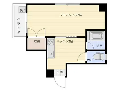 マノア草牟田(1K/4階)の間取り写真