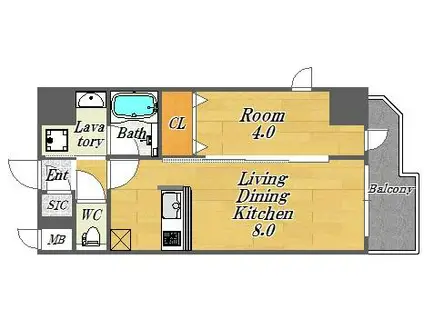 エステムコート大阪福島ルアーナ(1LDK/10階)の間取り写真