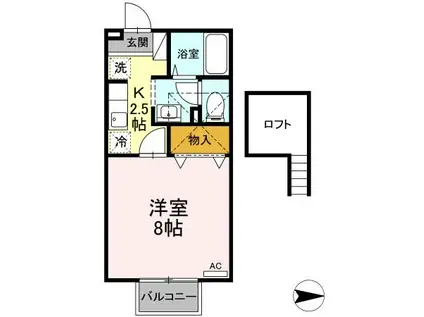 セジュール桜馬場(1K/2階)の間取り写真