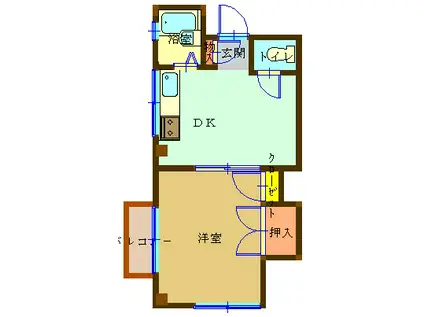 メゾンワンウッド(1DK/2階)の間取り写真