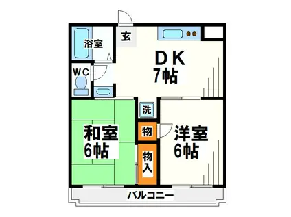 サンクーラム(2DK/1階)の間取り写真