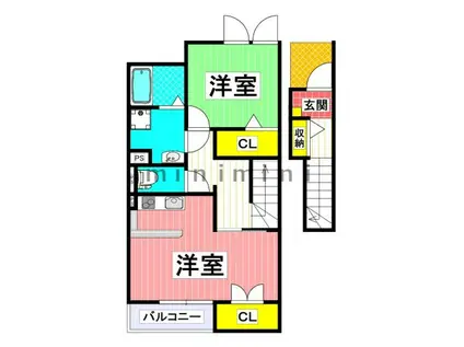 セレン神園(1LDK/2階)の間取り写真