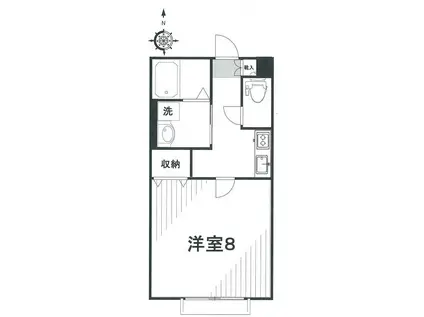 シェトワF(1K/1階)の間取り写真
