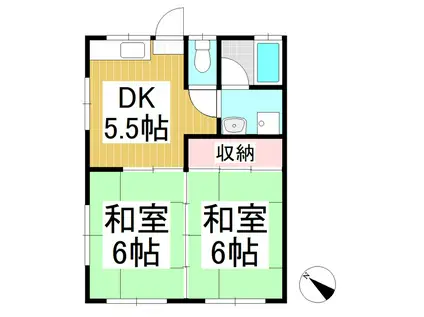 コーポむつみ(2DK/1階)の間取り写真