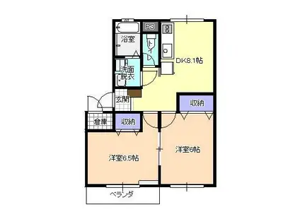 さくらんぼハウス(2DK/3階)の間取り写真